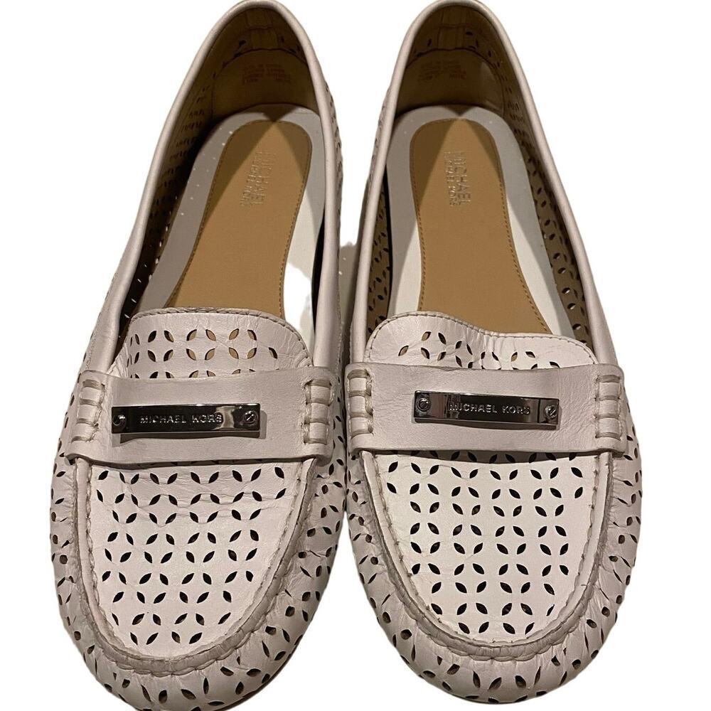 MICHAEL KORS Women's Loafers, White Leather Upper, Rubber Outsole, 9.5, Flats - Picture 1 of 10